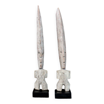 Pair of Adan Fetishes on Bases - Ghana, African Tribal Ethnic Art