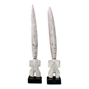 Pair of Adan Fetishes on Bases - Ghana, African Tribal Ethnic Art