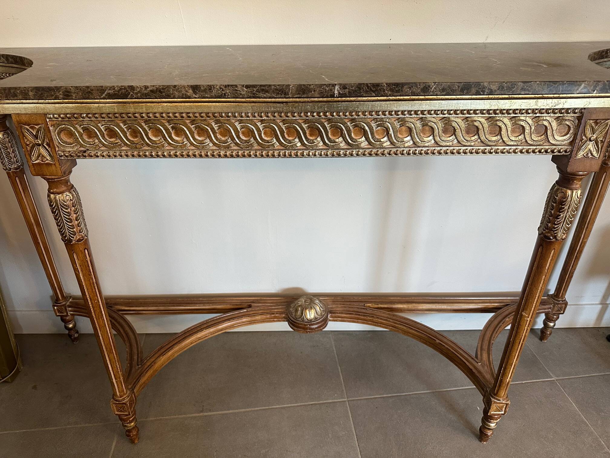 Marble and gilded wood console table