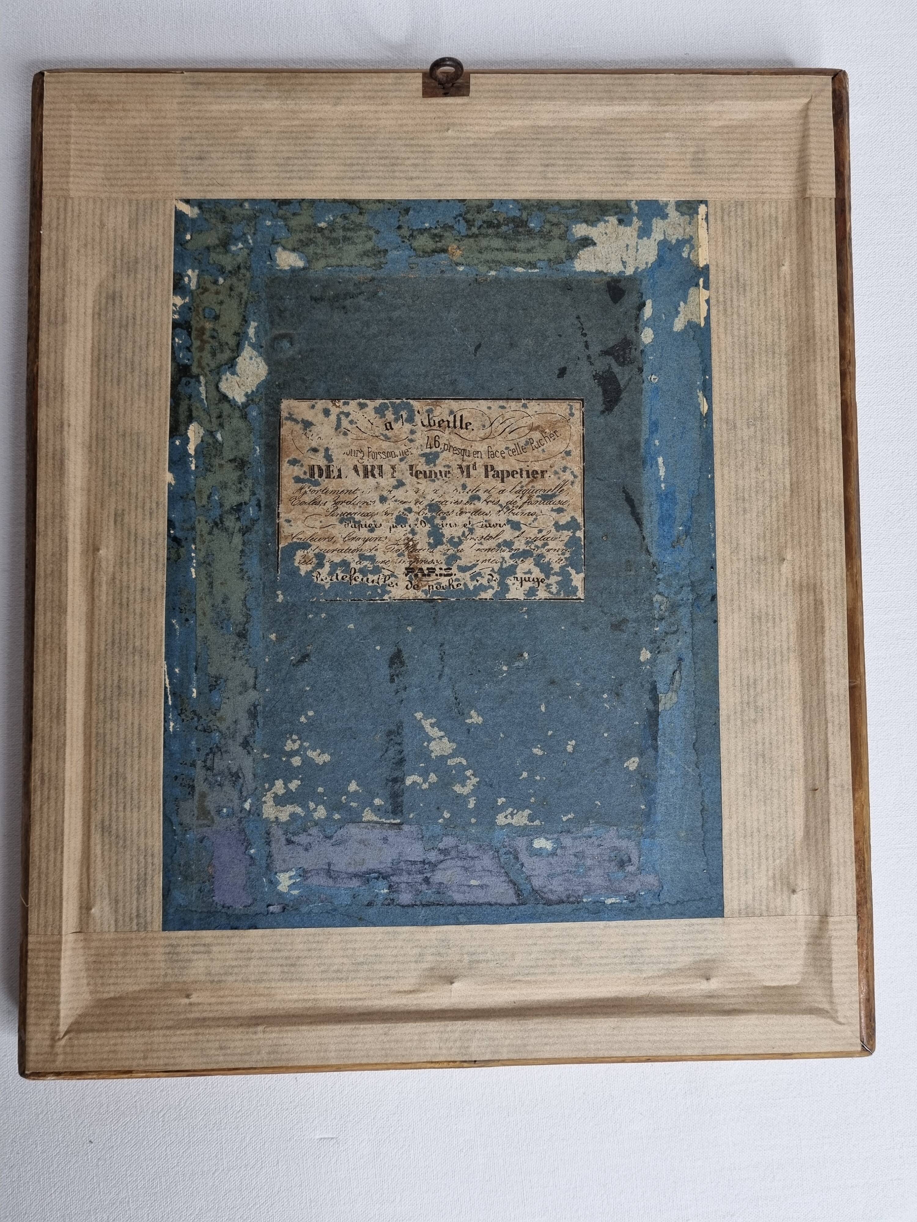 Original framed drawing from the beginning of the 19th century inspired by the work of Pierre-Joseph Redouté