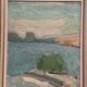 Original Swedish Oil on Canvas – "Coastal Landscape" by Erik Birger Gustavsson – Signed – Dated 1981 – Vintage and Framed – 41 × 33 cm (16.1 × 13 inches)