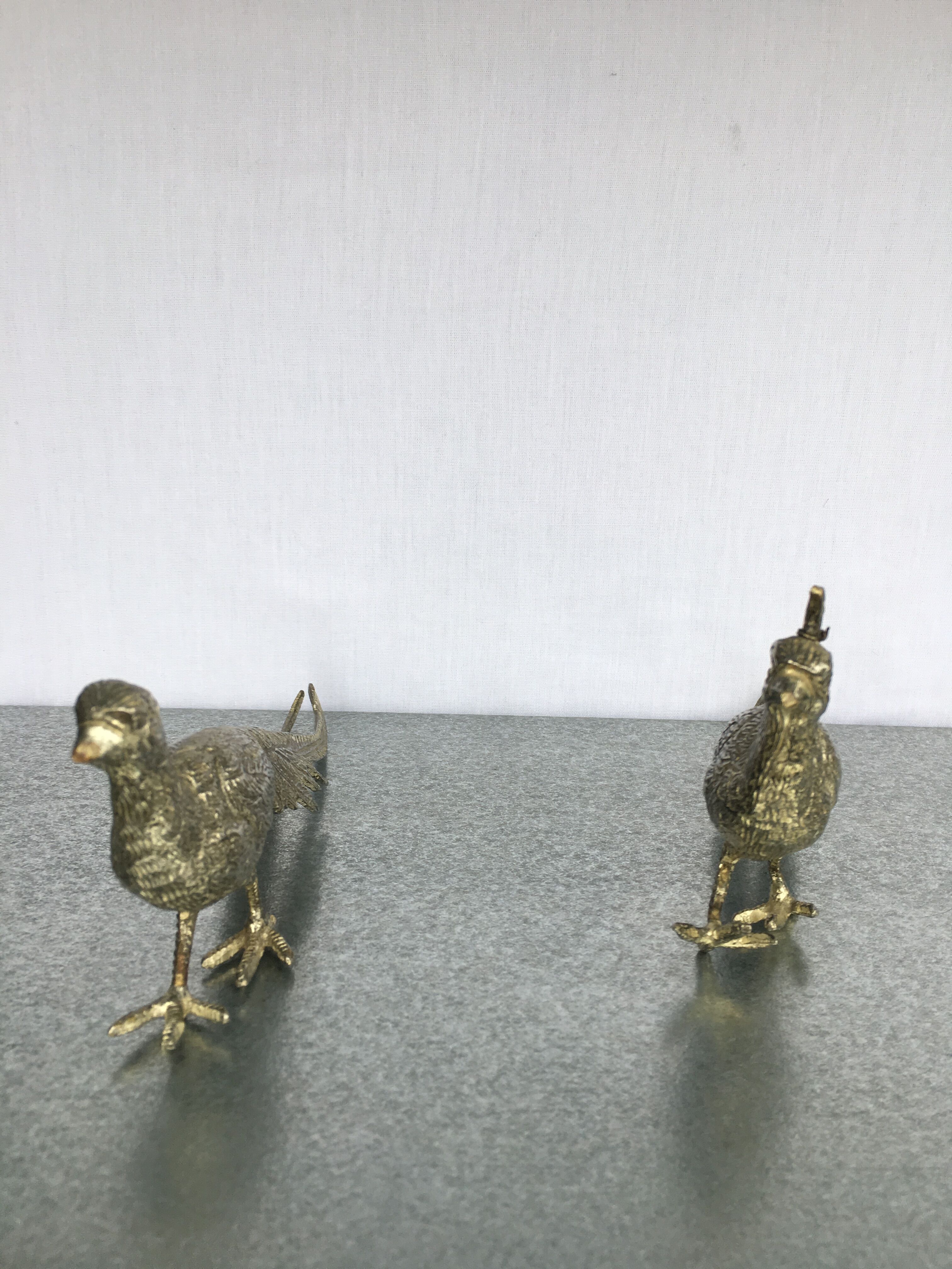 Couple de faisans en métal argenté