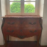 Louis XV chest of drawers with pink marble