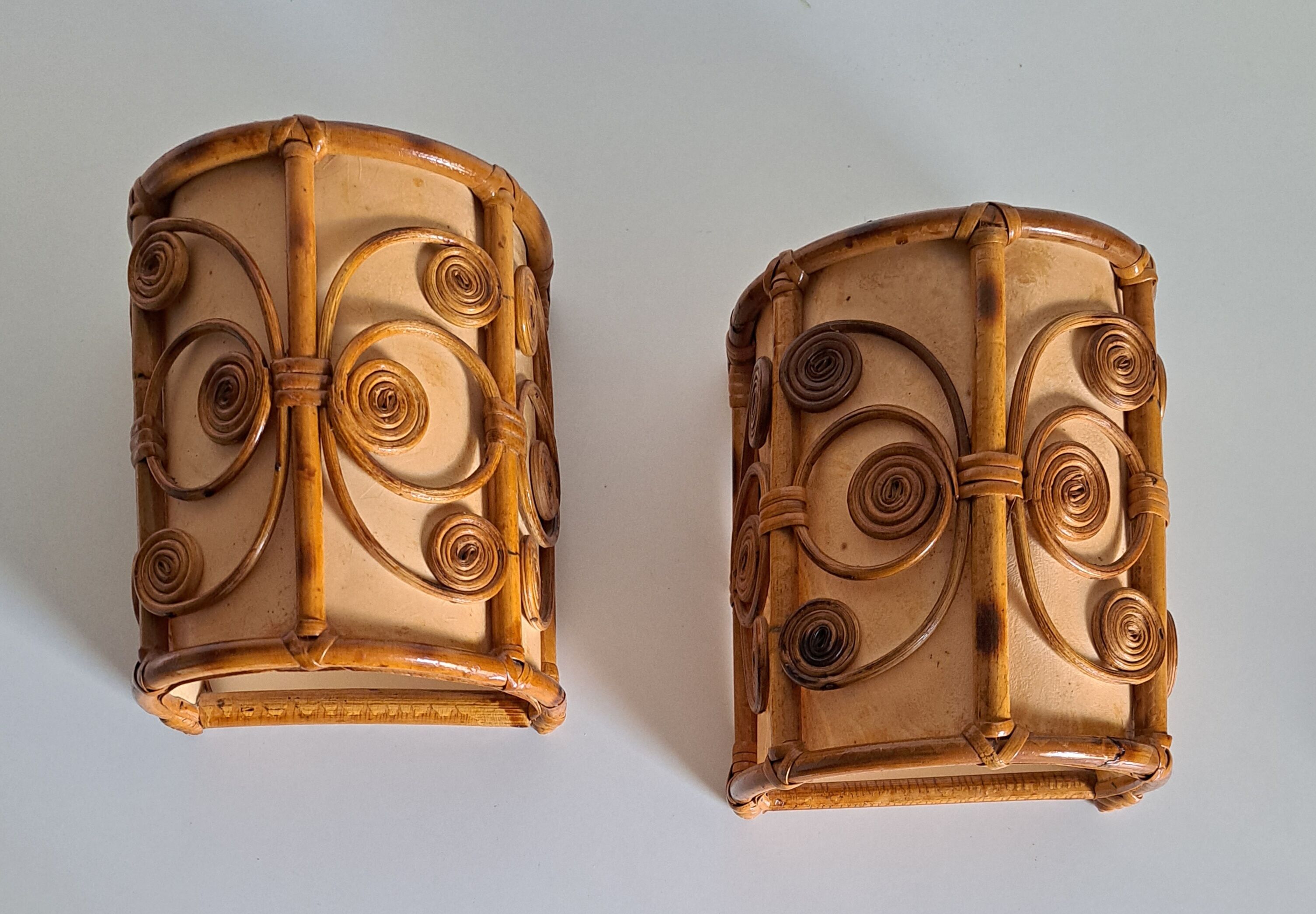 Pair of bamboo sconces