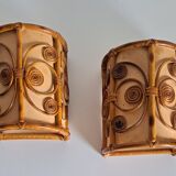 Paire d'appliques en bambou