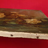 Oil On Ancient Canvas Bouquet De Roses