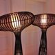 Paire de lampadaires en rotin C1970