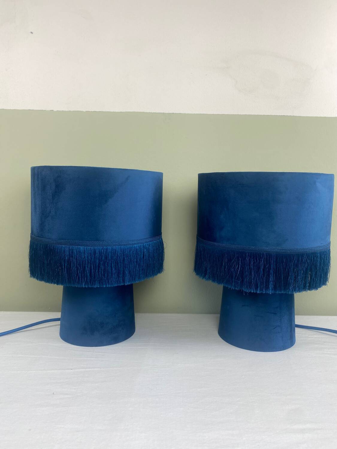 Blue velvet lamps