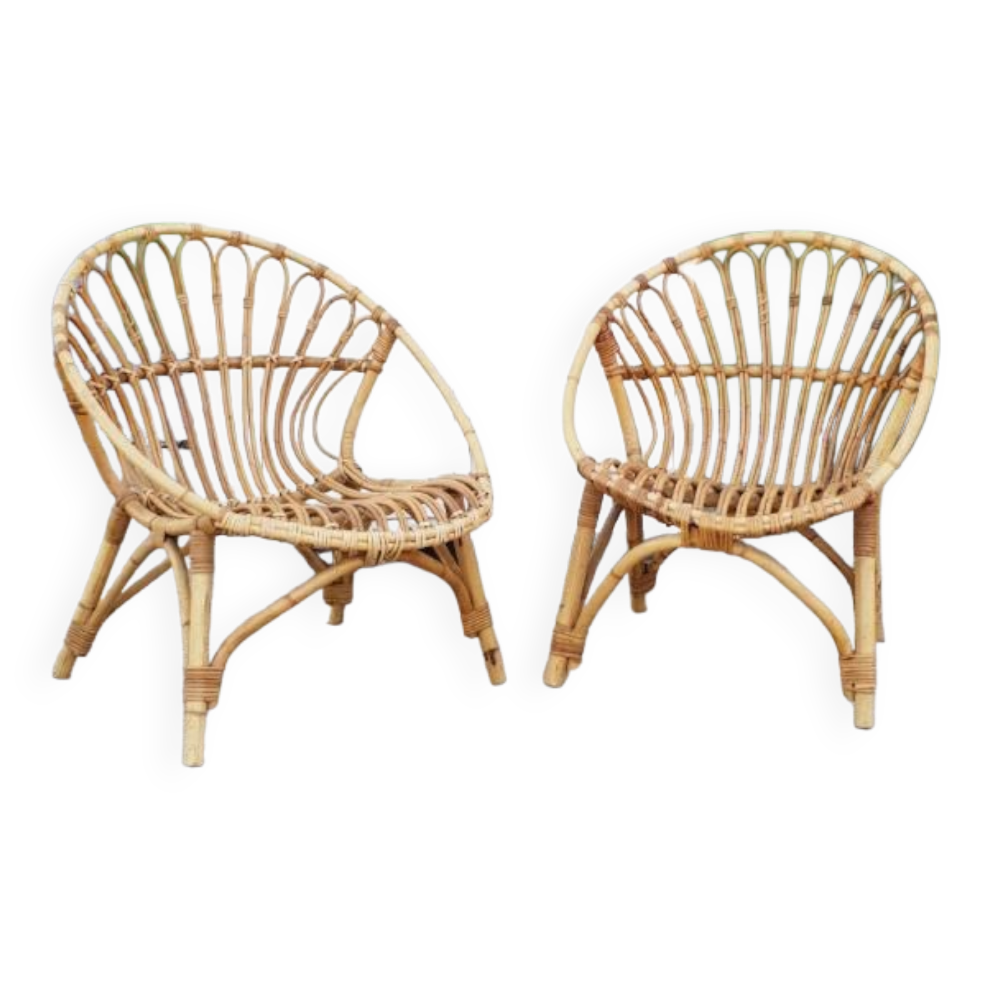 Paire de fauteuils en rotin vintage