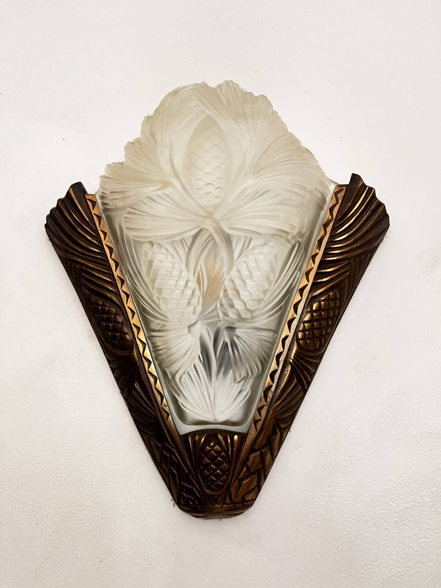 Brass and opaline wall light