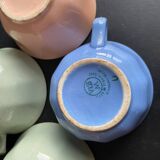 Set of 4 Villeroy & Boch Vintage 50s Cups and Saucers - Pastel & Gold