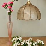 Vintage suspension lamp in mother-of-pearl and brass