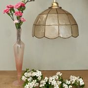 Vintage suspension lamp in mother-of-pearl and brass