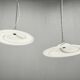 Pair of 1970s Italian Murano Opaline Glass and Brass Pendant Lights