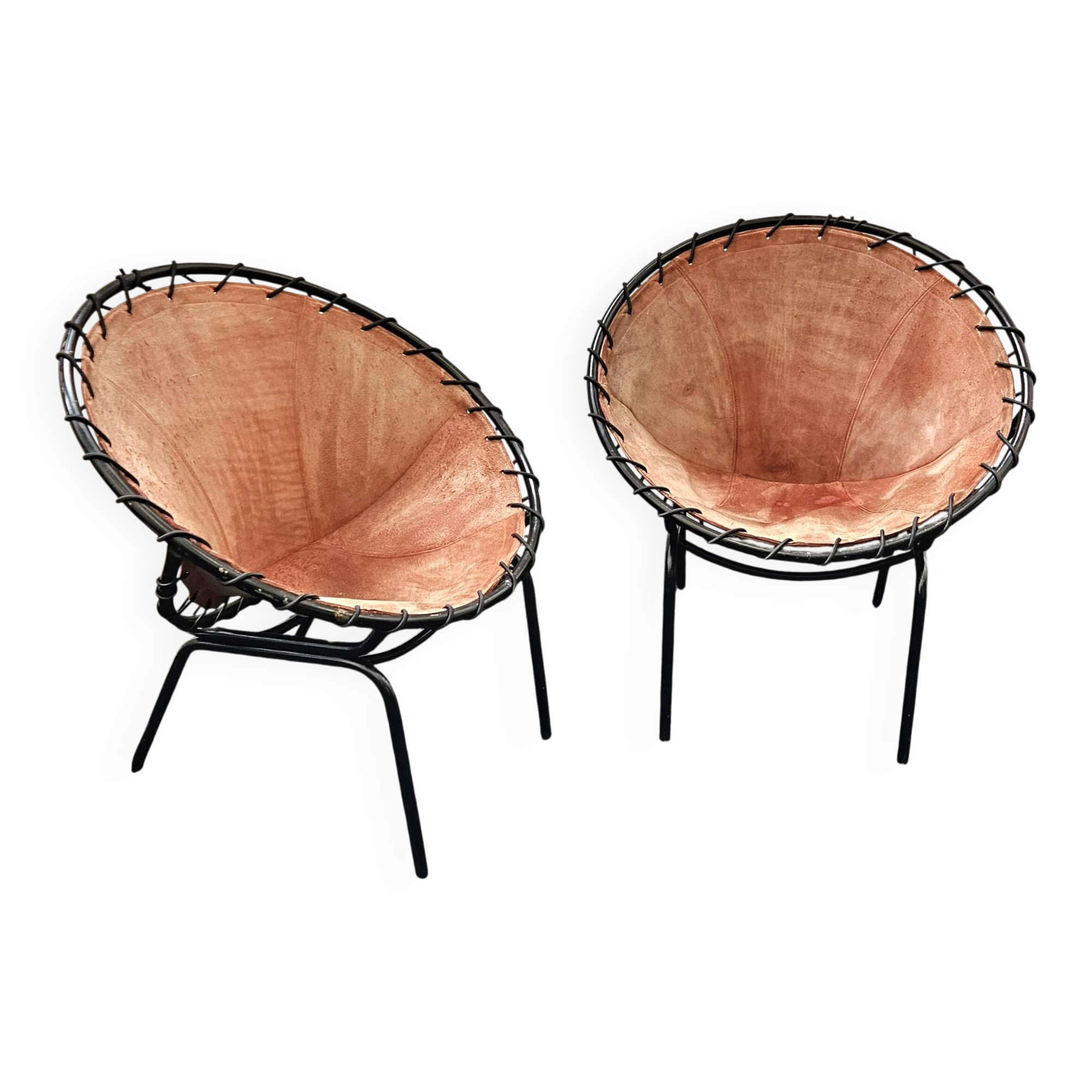 Hans Olsen Suede lounge chair pair for Lusch – 1950s mid-century