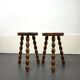 Pair of turned stools in brutalist style