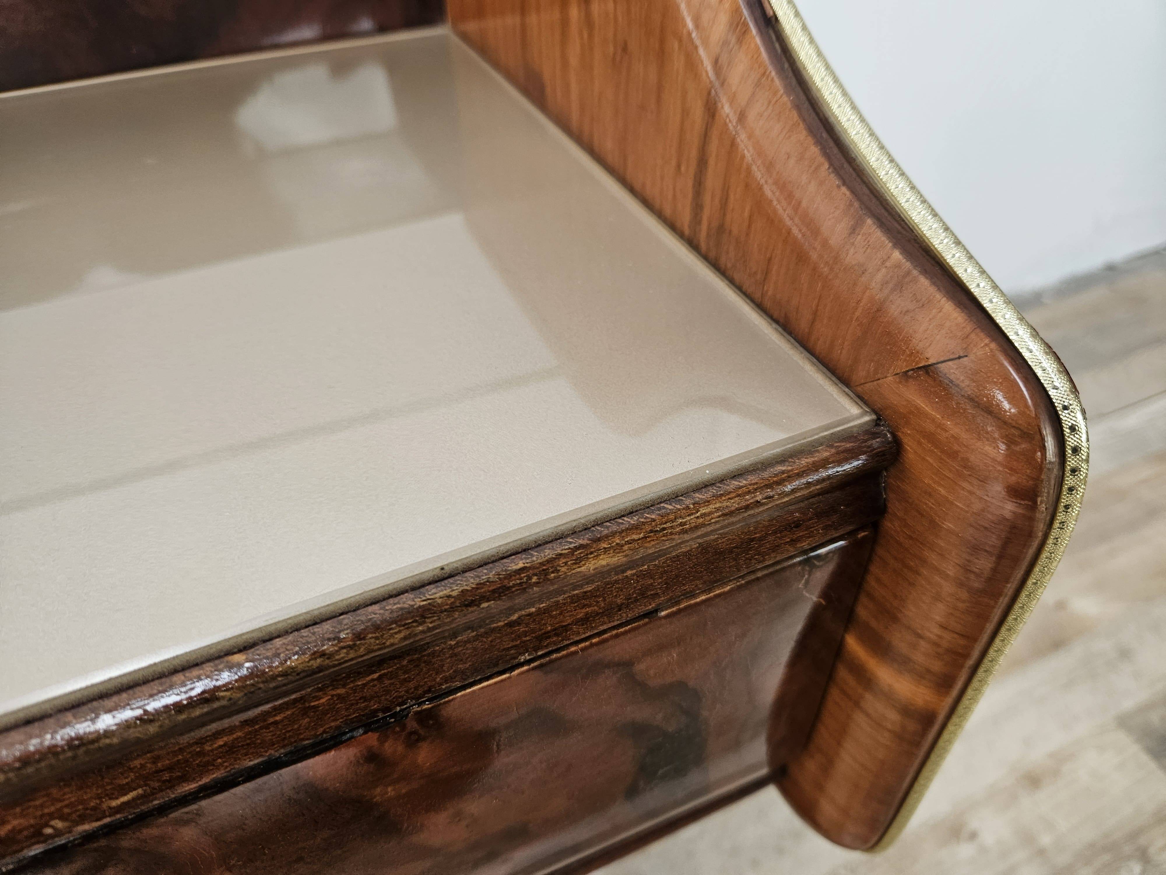 Burl wood dressing table with double glass shelf