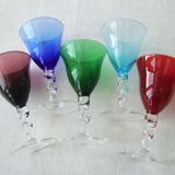 Set of 5 colorful chalice glasses