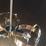 Vintage chandelier 70s, chrome and smoked glass