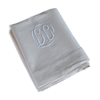 Flat sheets 210x250cm in mestizo with vintage monogram
