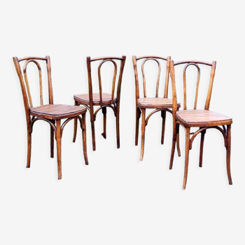 4 chaises bistrot années 20/30 assise lattées