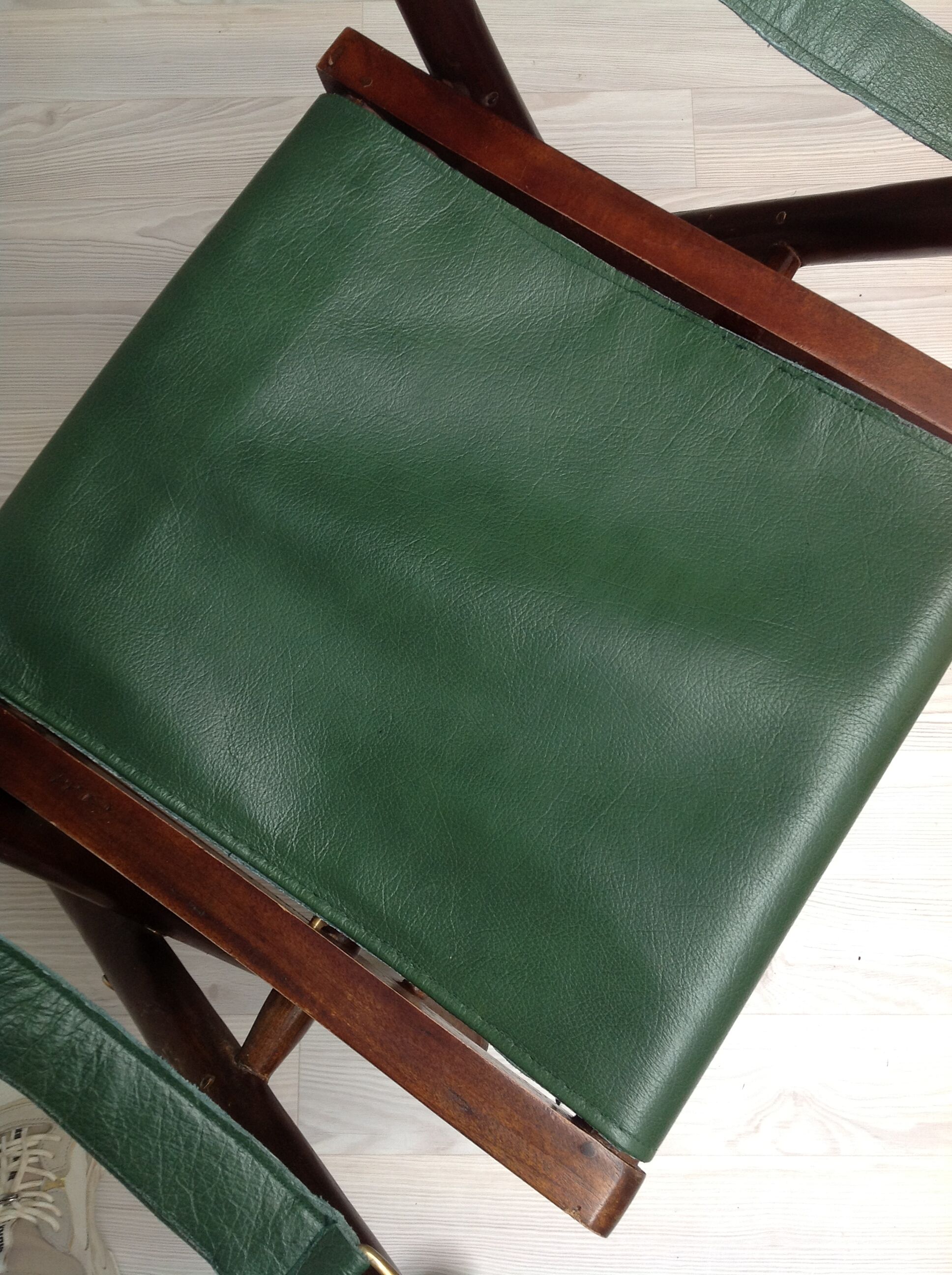 Fauteuil pliant ancien bambou et cuir