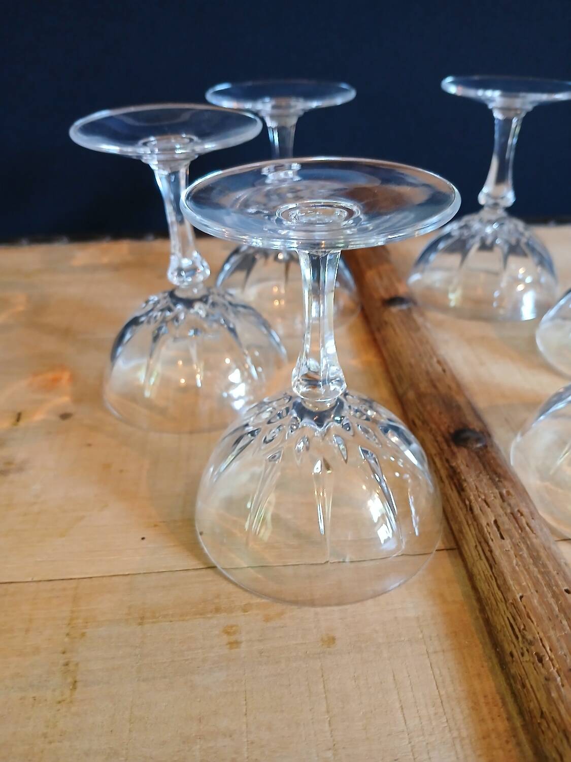6 antique crystal champagne glasses