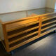 Vintage beech and glass display counter 1970