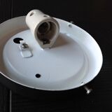 Structured glass round ceiling lamp / vintage 60s-70s