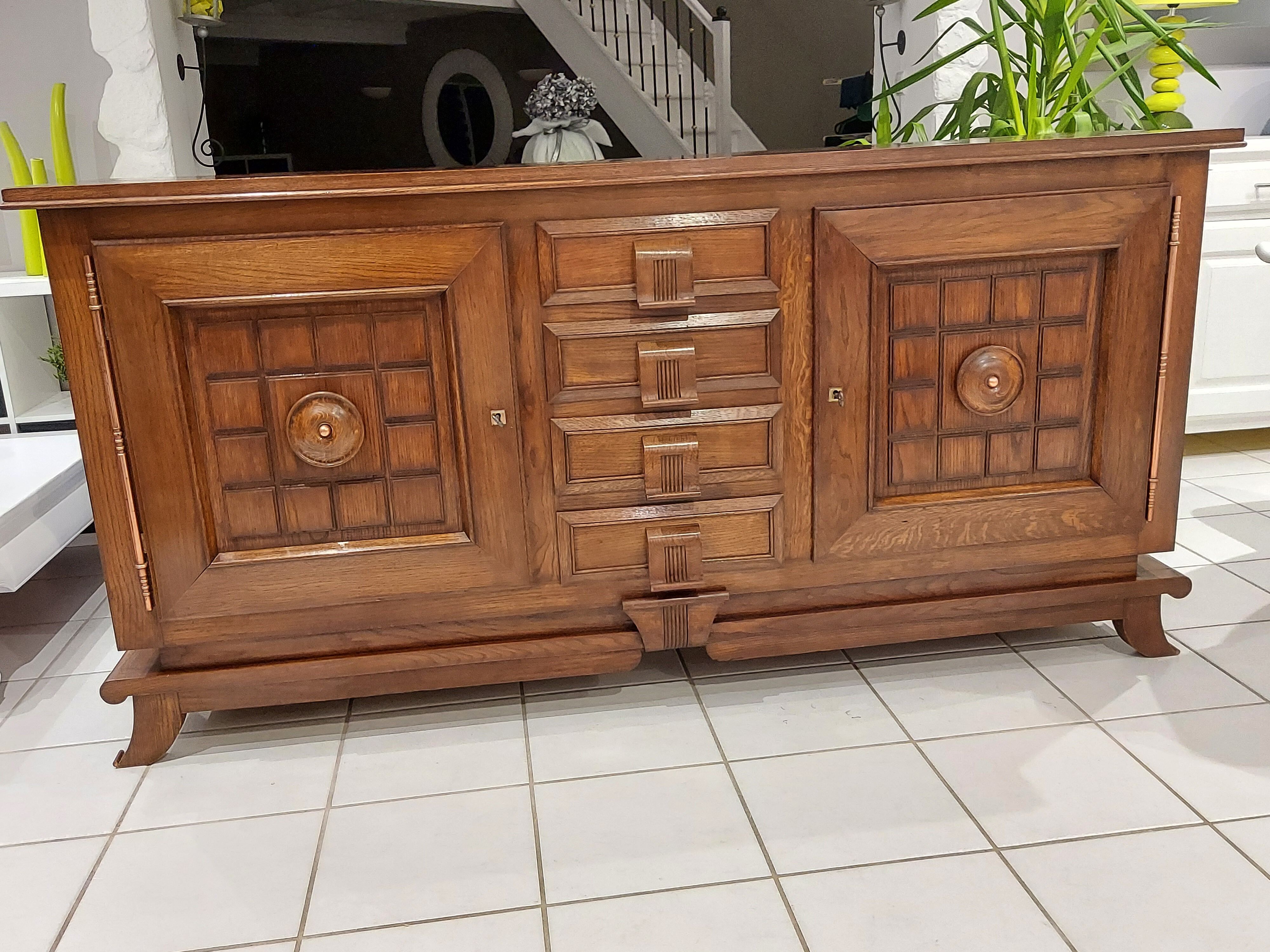 Enfilade oak Brutalist Art Deco 1940s