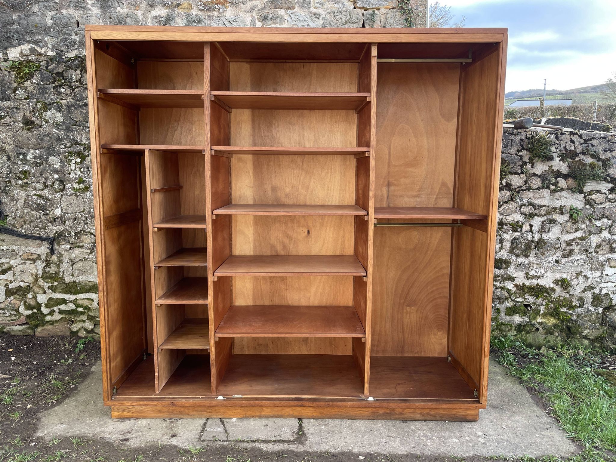 Wardrobe with 3 sliding doors in solid wood 1960