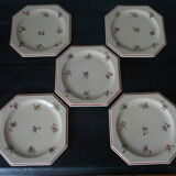 Suite of 5 vintage dessert plates
