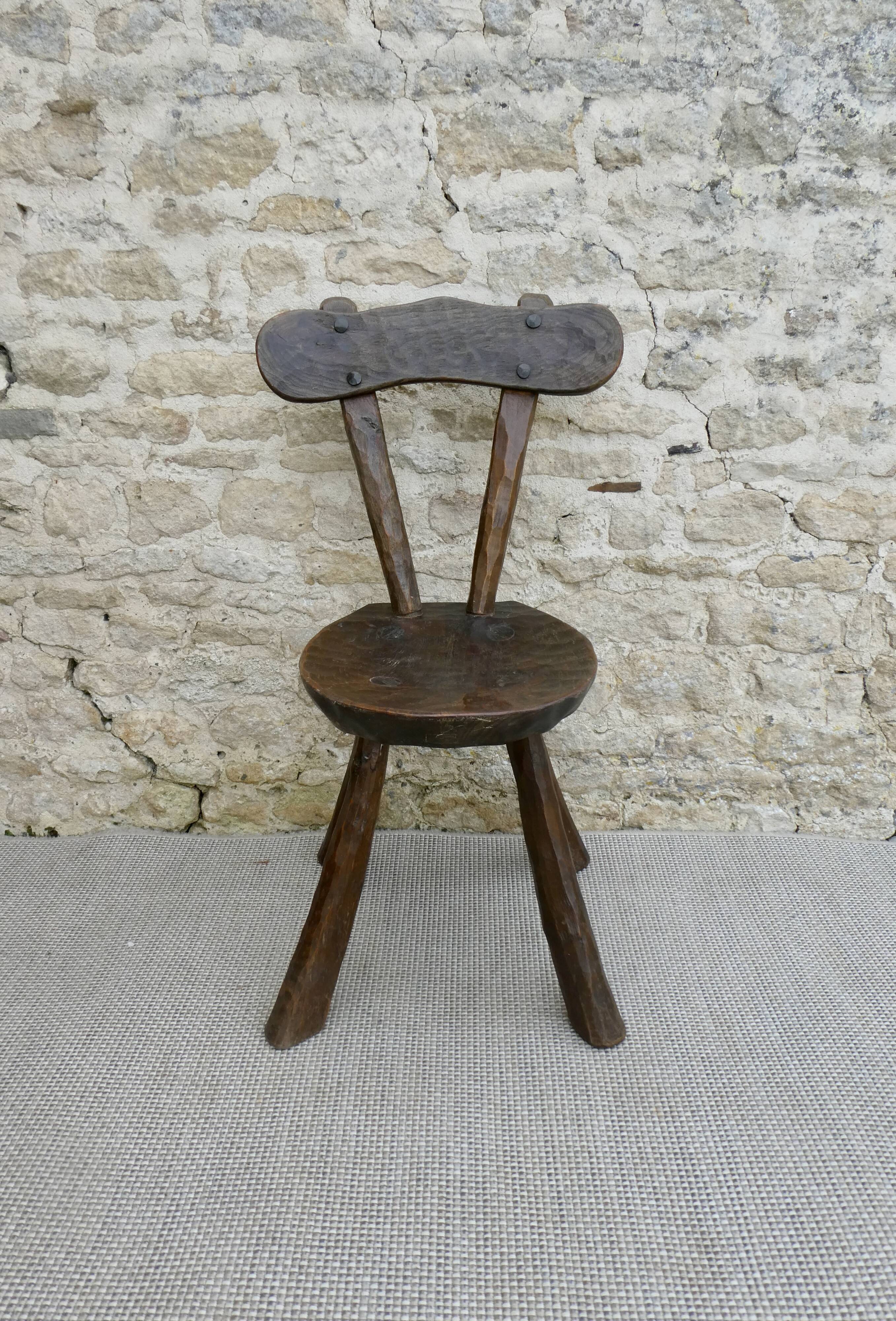 Brutalist chair, solid wood, carved, circa 1950