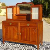 Vintage oak sideboard with sentry boxes and mirror