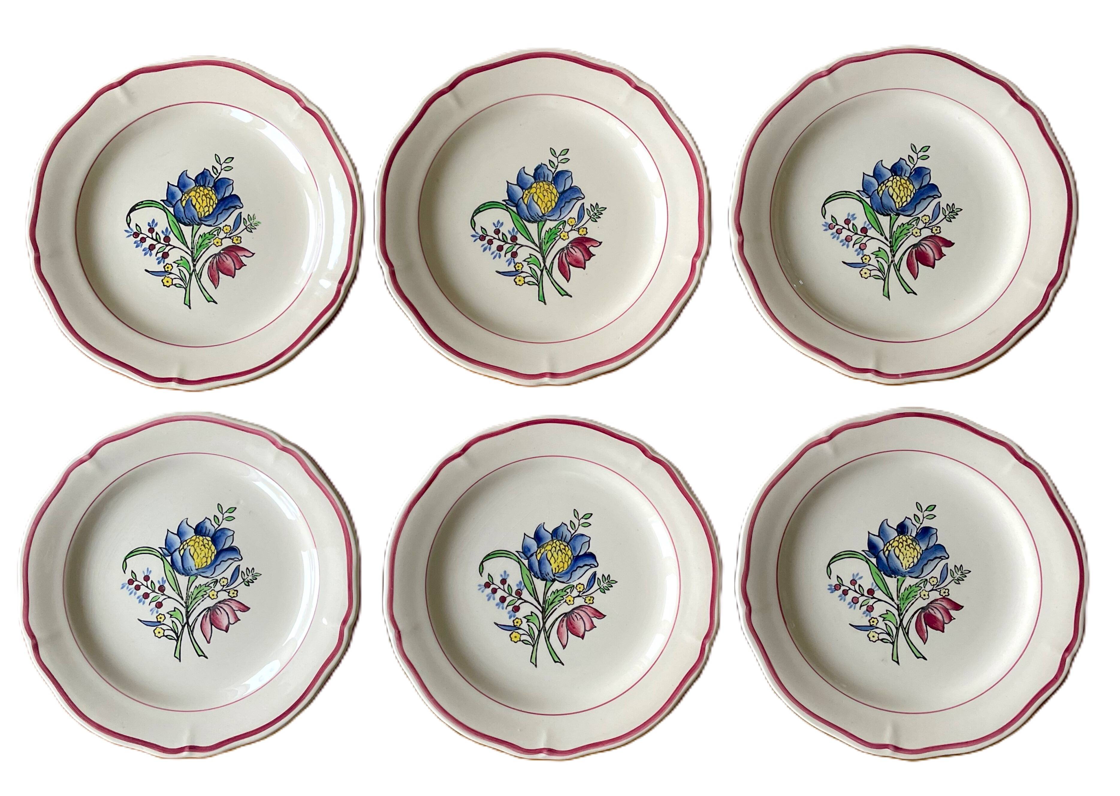 6 old flat plates in Gien earthenware