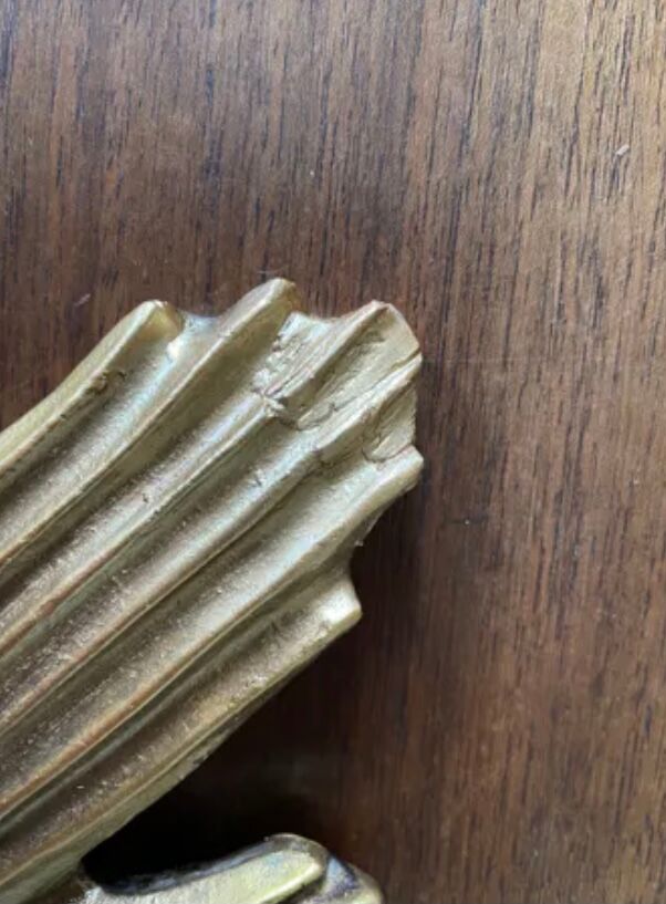 Vintage sun mirror in golden resin 60s/70s