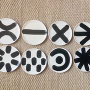 Set of 8 hand-painted dessert plates made by French Vallauris
