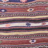 5x11 Red Blue Vintage Kilim Rug 149x326Cm