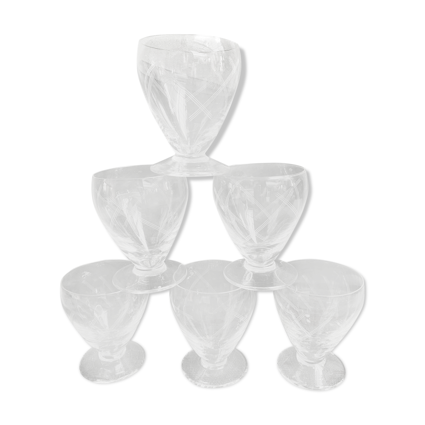 Série de 6 verres anciens gravés