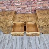 Rare Low Art Deco Blonde Burl TV Console Sideboard - 1930s Fully Restored