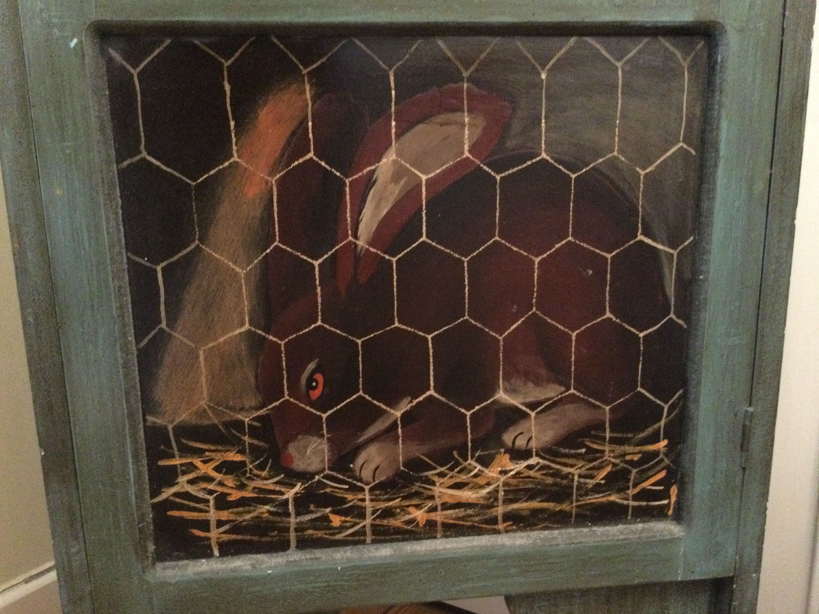 Decorated shelf cabinet 3 rabbits