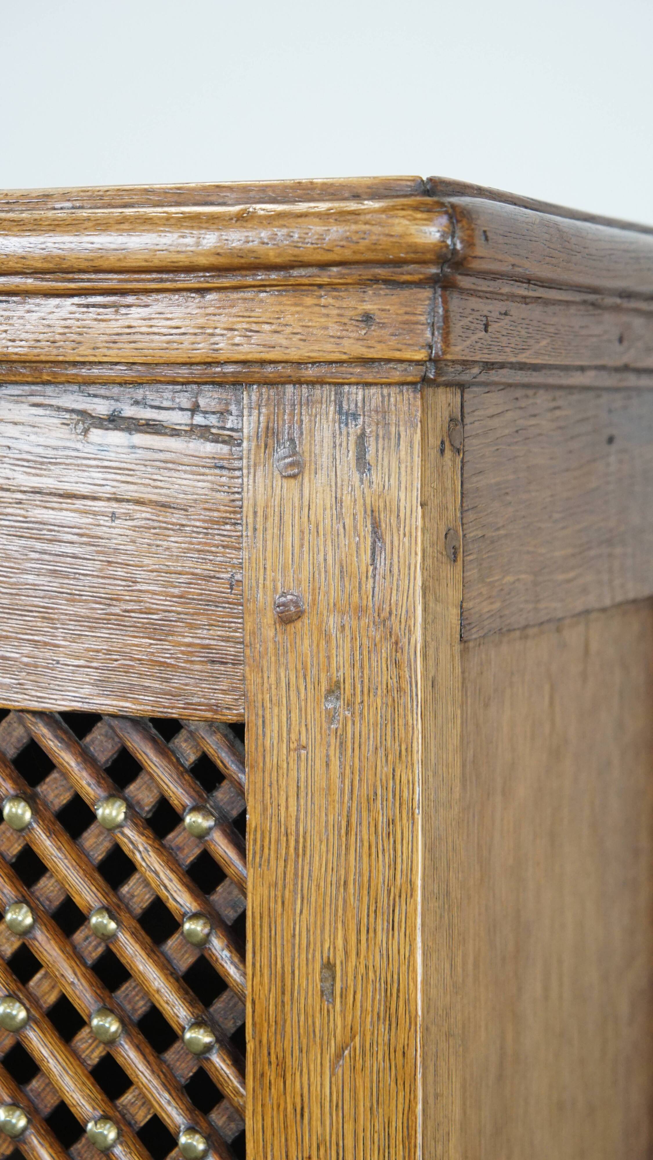 Antique oak bread cabinet from the late 17th century with working locks