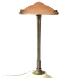 Monumental art deco pink table lamp, Muller frères Luneville, France, ca 1920s