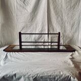 Art Deco wooden hat rack wall shelf with mirror