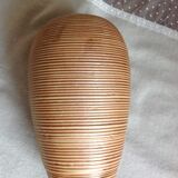 Vase ovoide soliflore en céramique beige vintage années 70