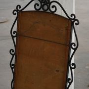 French mid-century brutalist wall mirror in wrought iron, made in the 1950s.