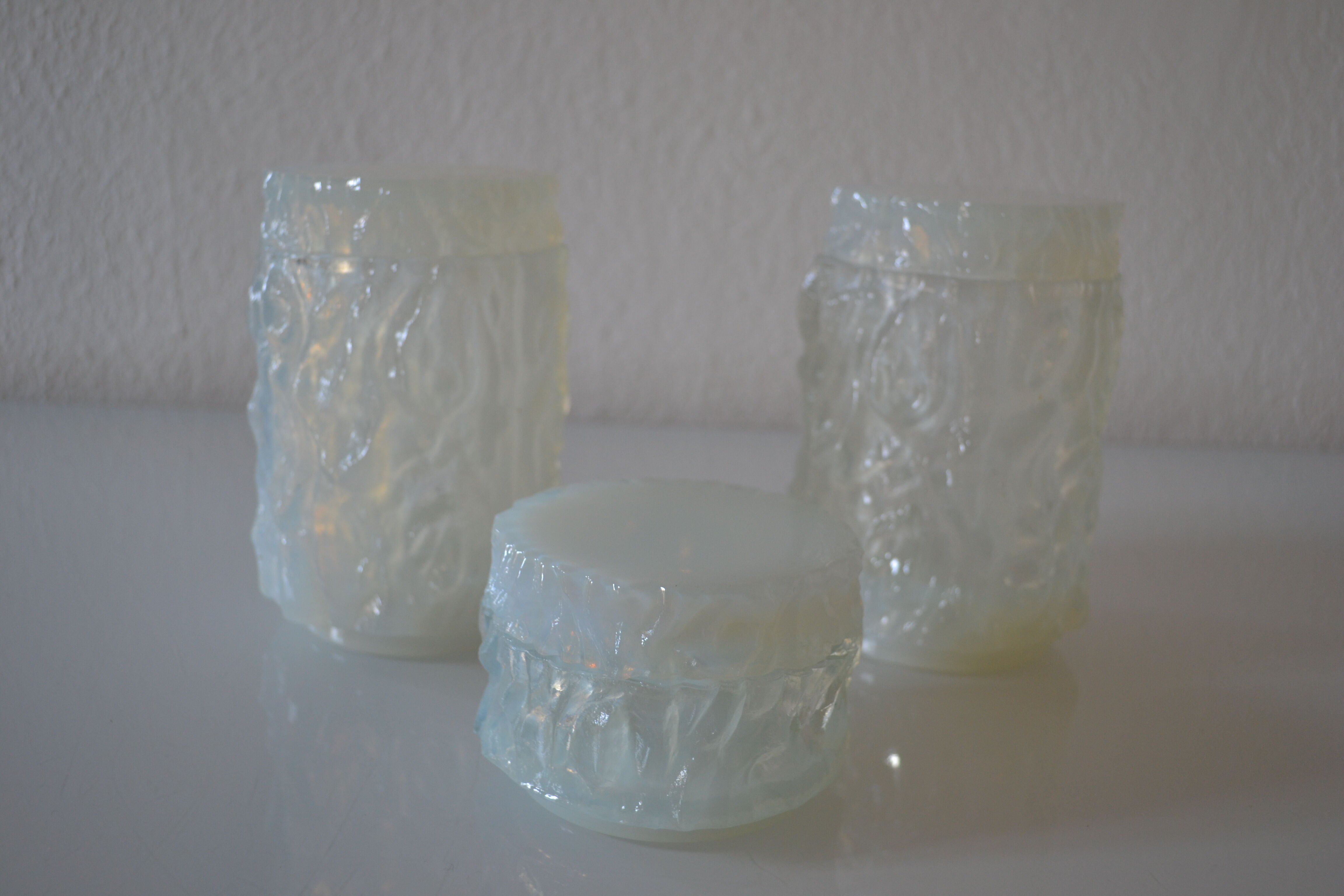 3 opalescent glass jars 60's geoffrey baxter