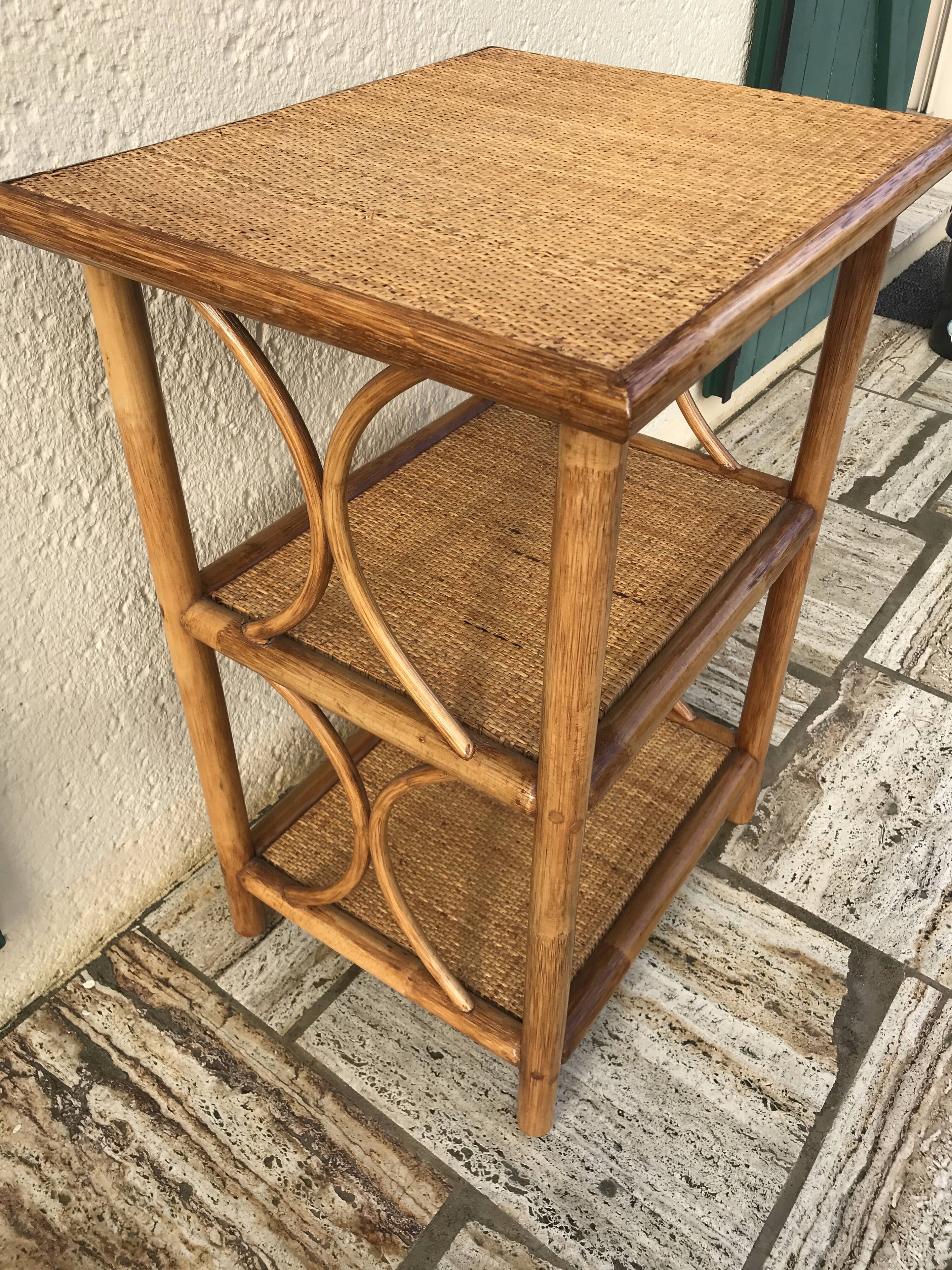 Vintage wicker and rattan shelf