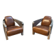 Lot de 3 éléments Stacyville, cuir et inox, 2 fauteuils et un sofa