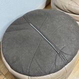 Pair of De Sède patchwork leather poufs